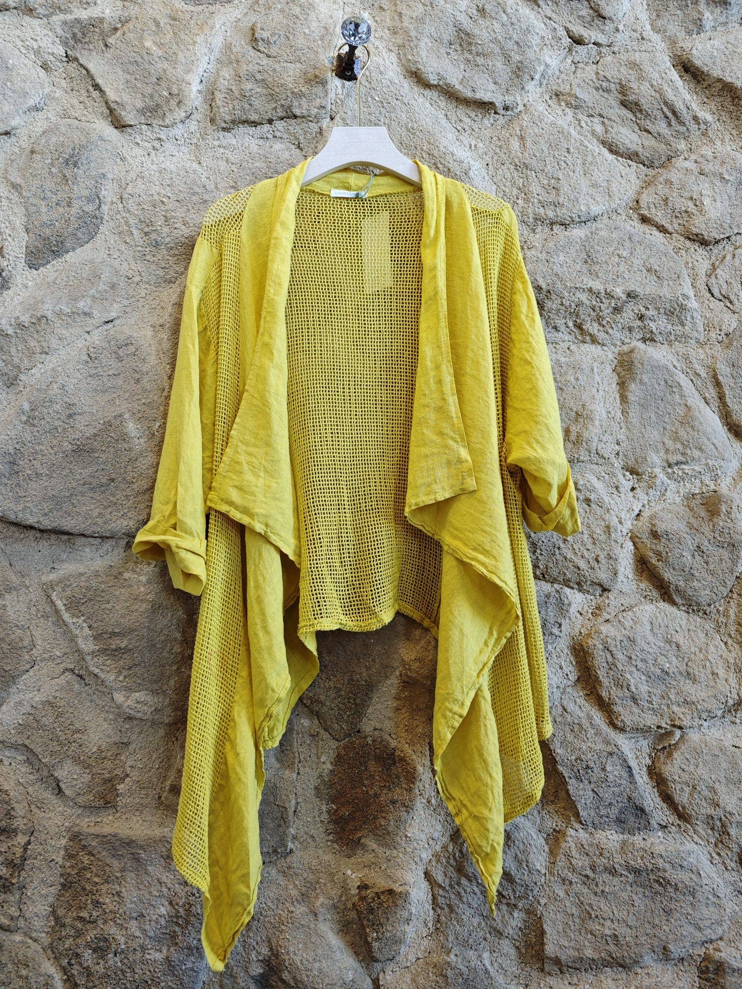 Ref-5283 SHORT CARDIGAN 100% LINEN: Khaki