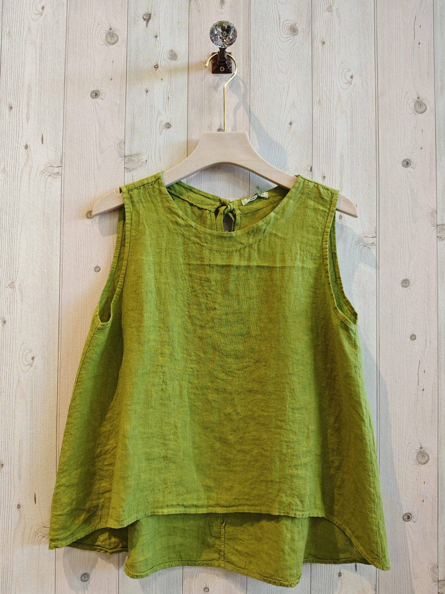 Ref-15763 100% LINEN SLEEVELESS T-SHIRT: Negro