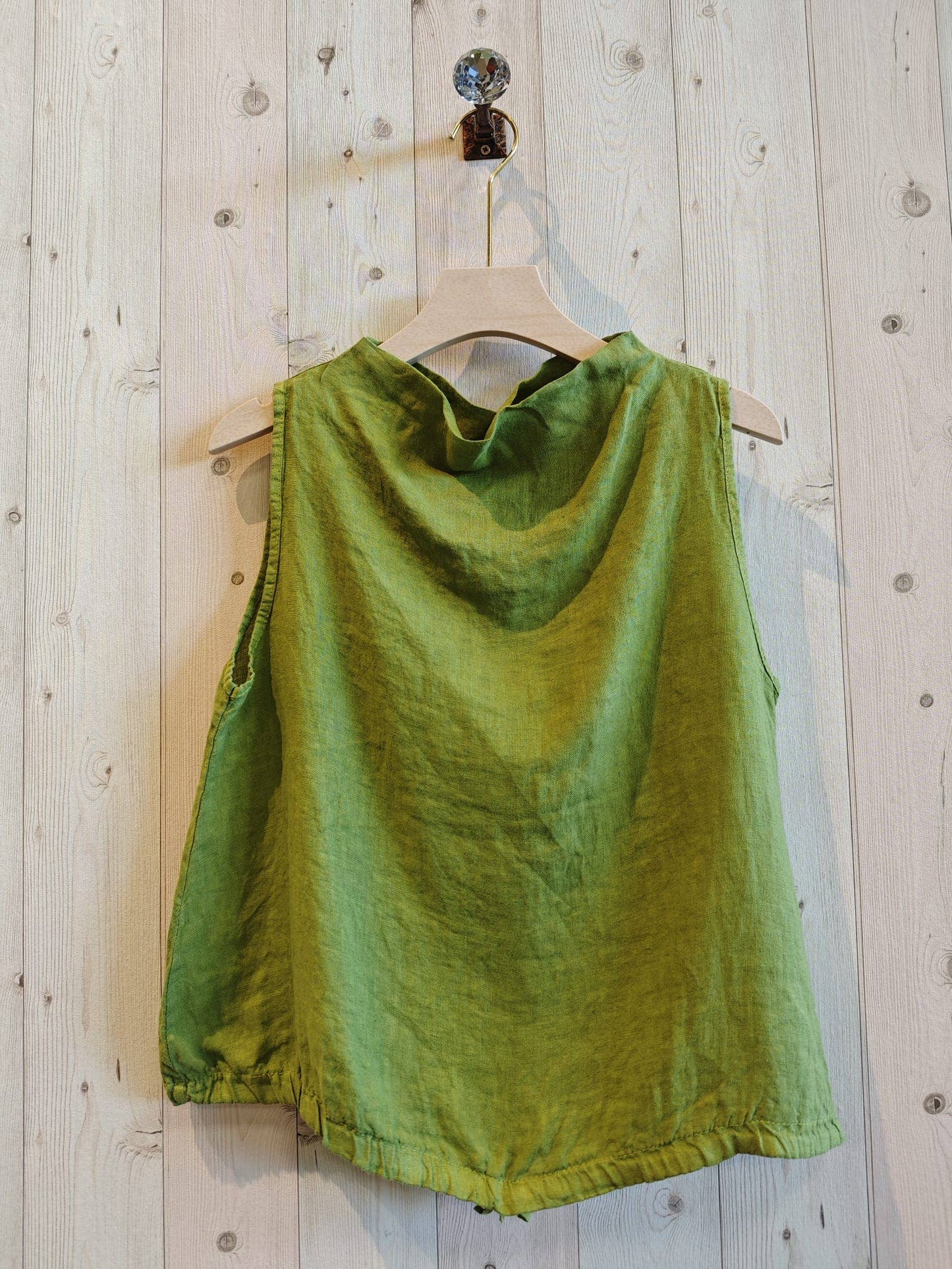 Ref-5189 SLEEVELESS BLOUSE 100% LINEN: BEIGE