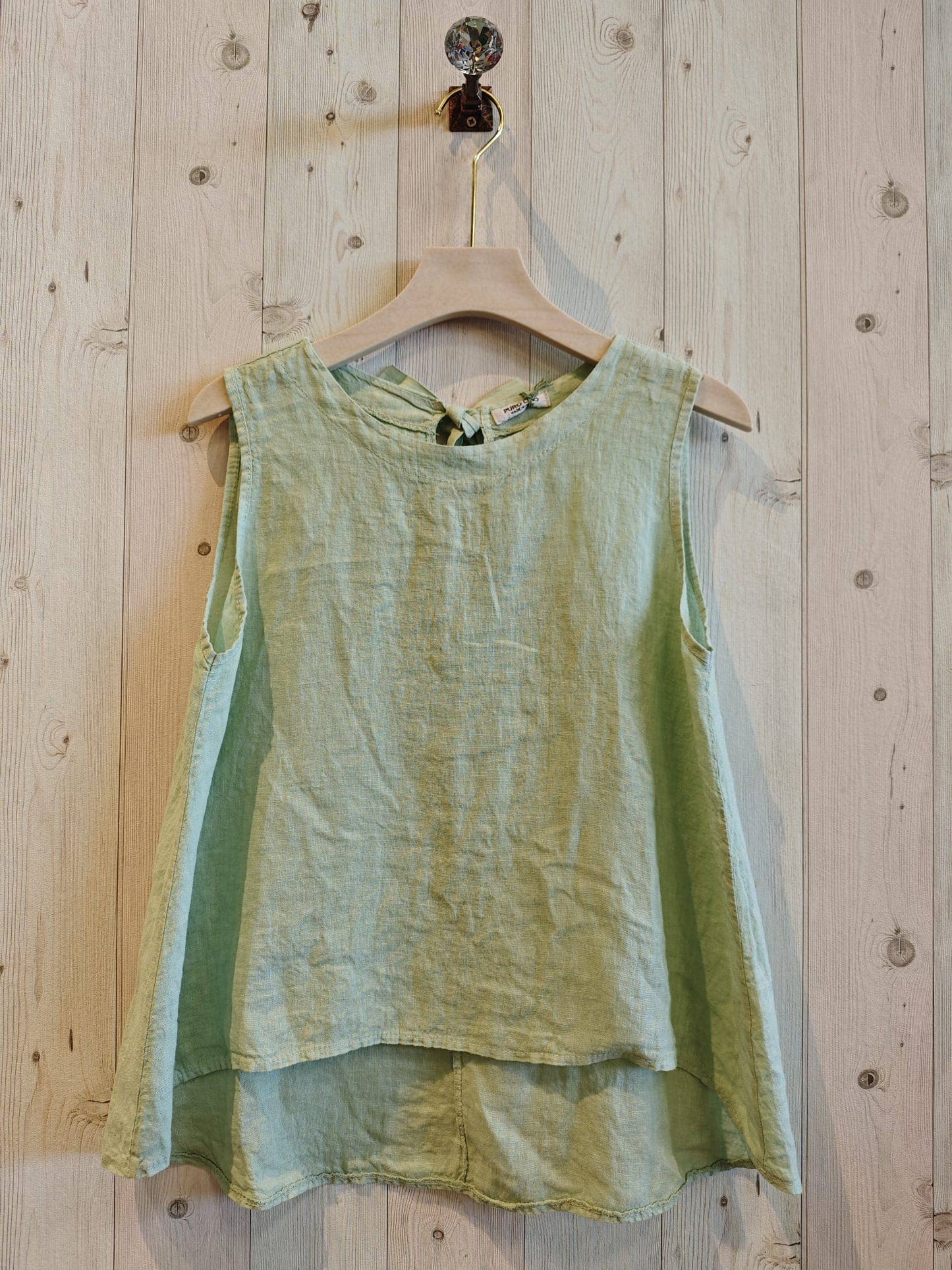 Ref-15763 100% LINEN SLEEVELESS T-SHIRT: Negro