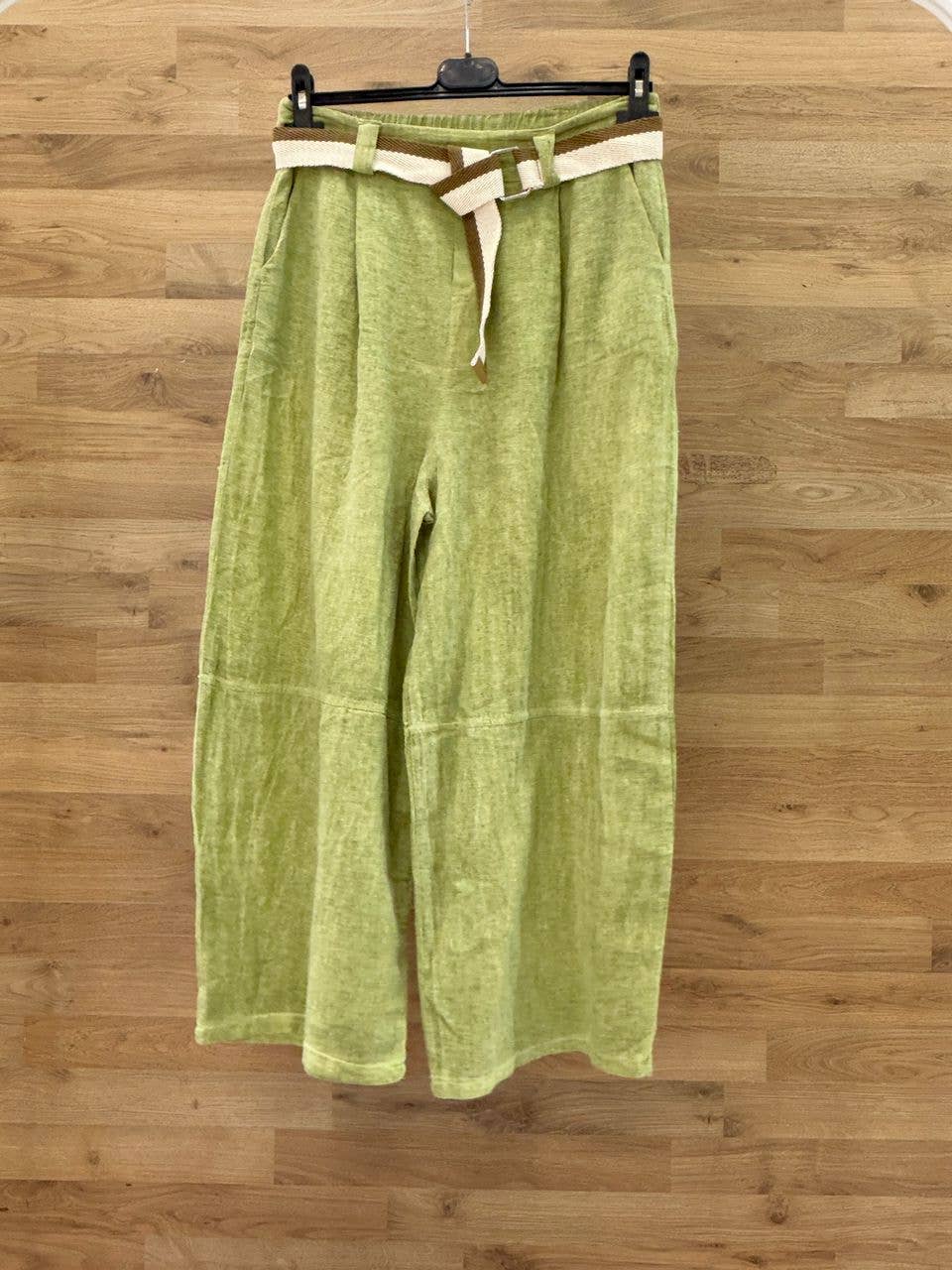 Pants with belt 100% cotton: Blanco