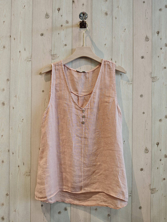 REF 12116 LONG 100% LINEN T-SHIRT: Rose