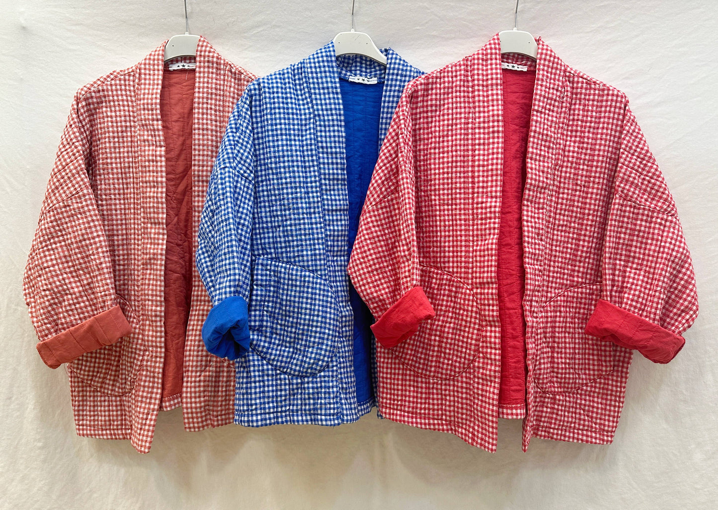 Vichy Quilted Kimono Jacket @5230_VeMVichy: Red