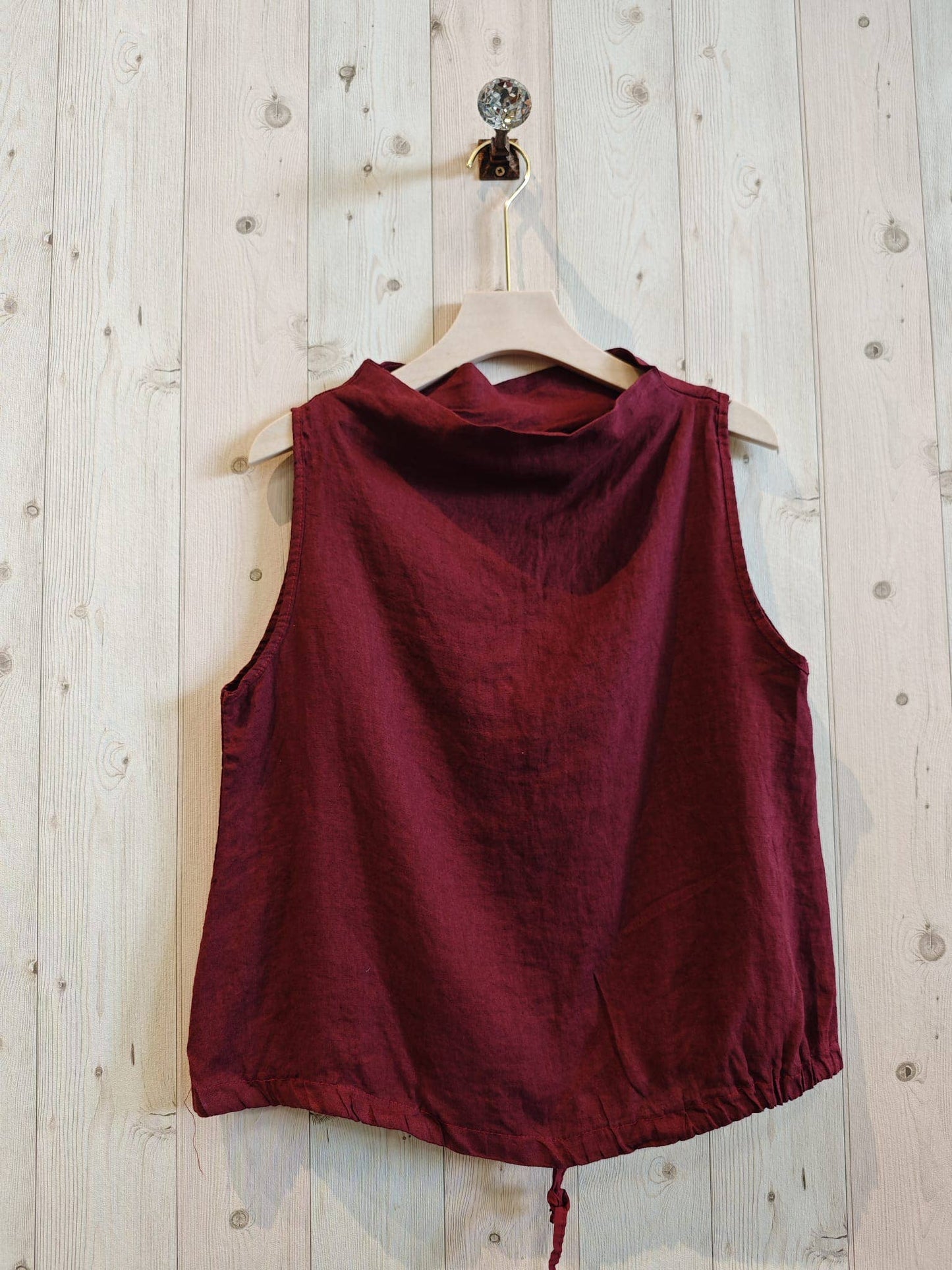 Ref-5189 SLEEVELESS BLOUSE 100% LINEN: BEIGE