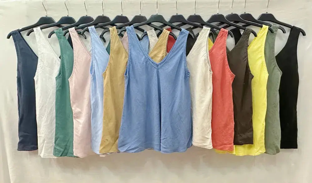 Basic Linen Tank Top @37252_DebLin: Camel