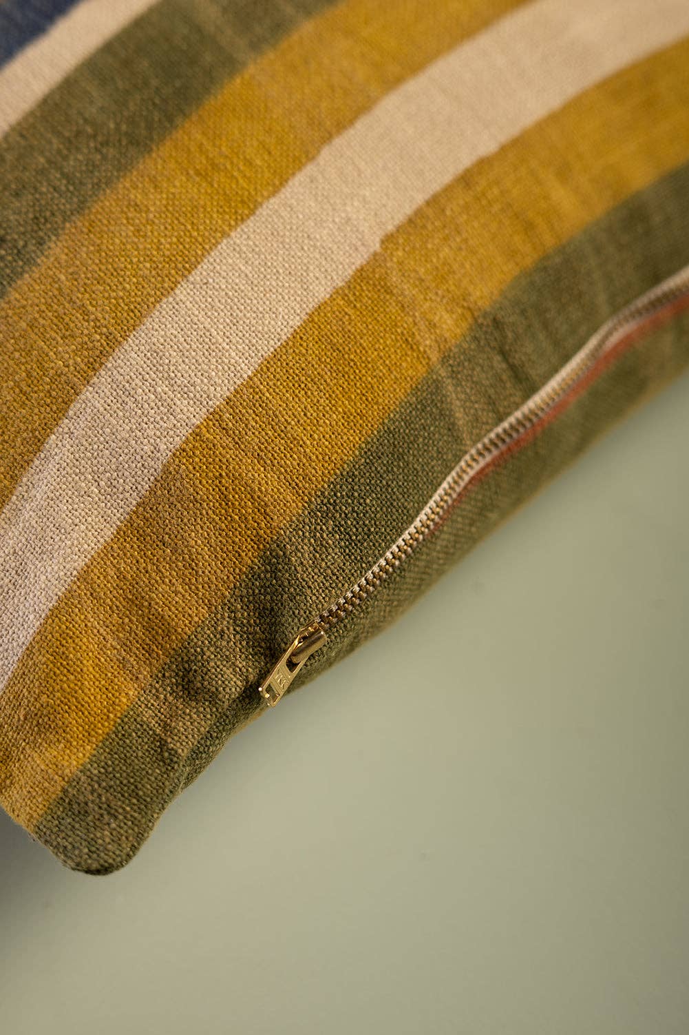 Clay Stripe Block Print Cushion Cover: Feather Inner