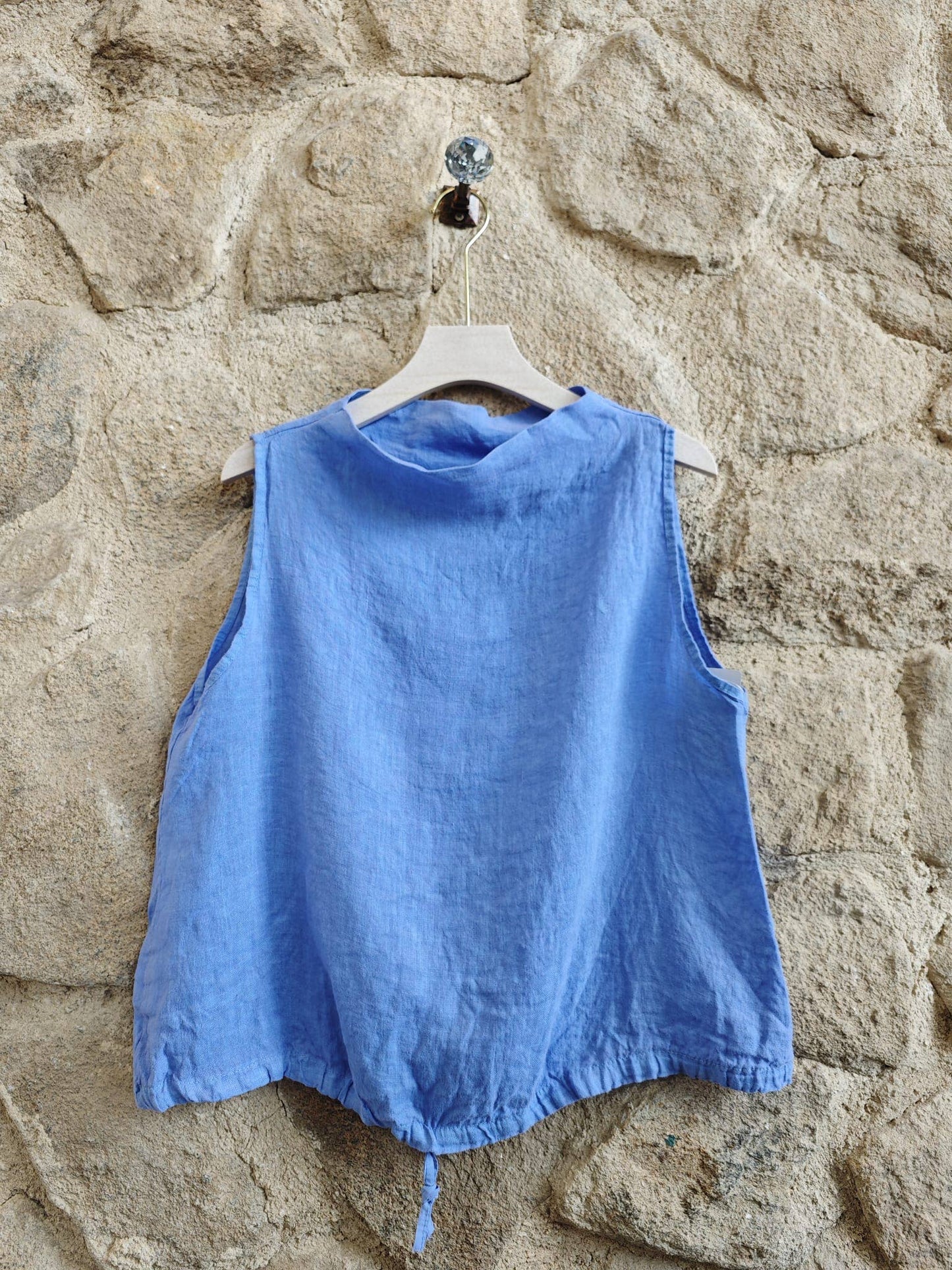 Ref-5189 SLEEVELESS BLOUSE 100% LINEN: BEIGE