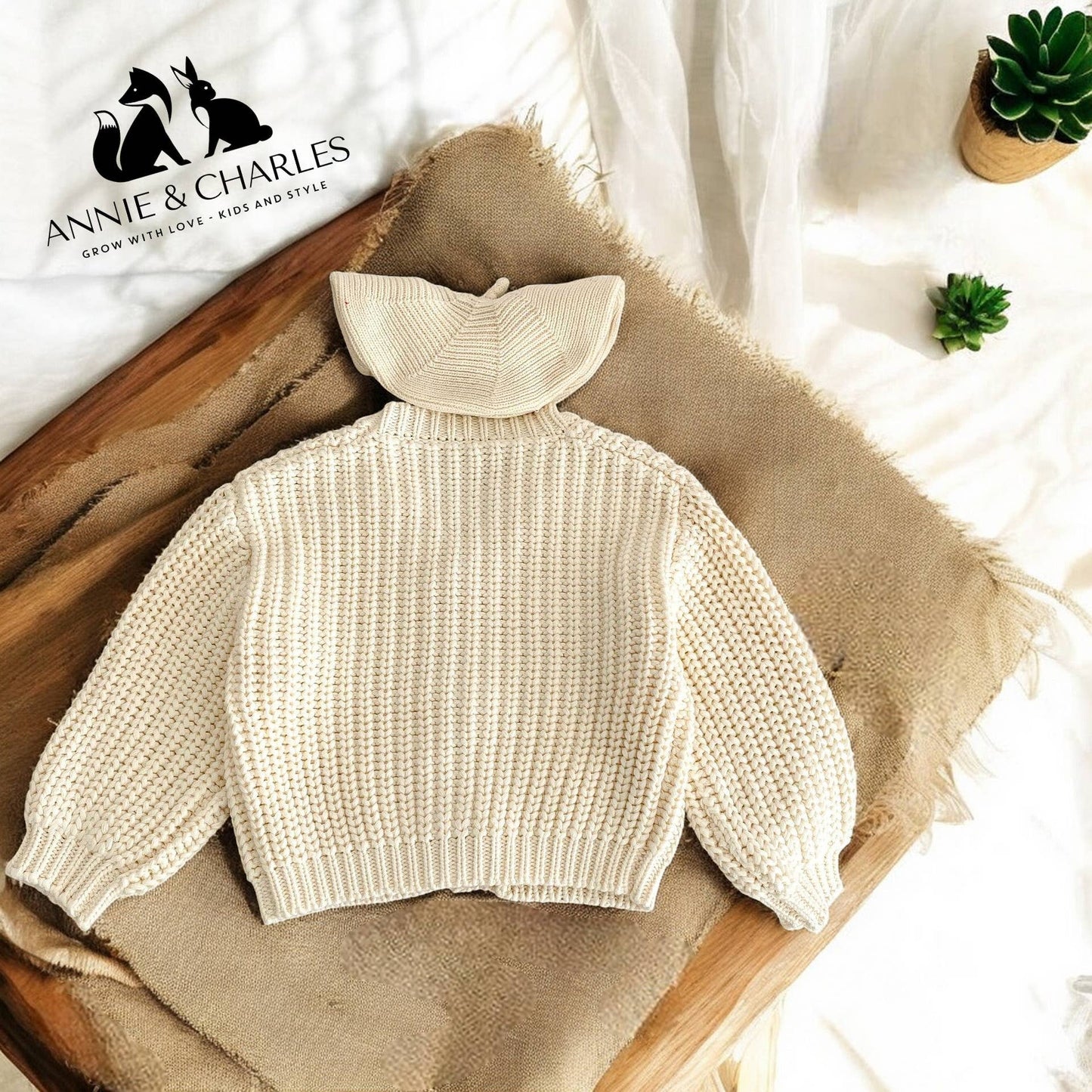 Annie & Charles® premium knit jacket made from organic cotton: 3-6 M