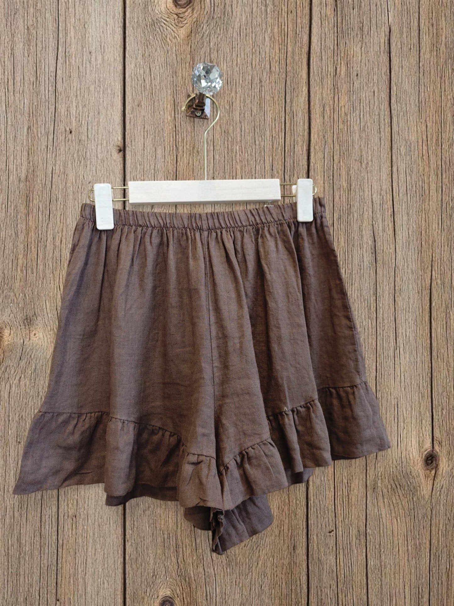 Ref-6575 SHORT LINEN PANTS 100%: Blue