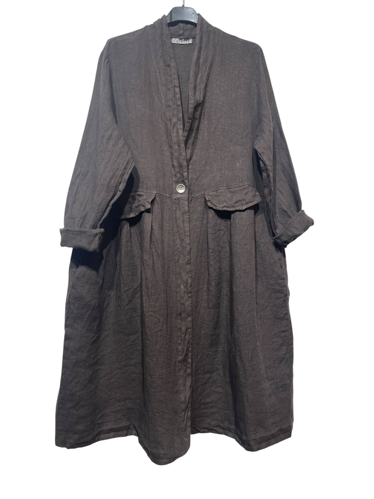 1142 SPRING SUMMER CLOTHING LINEN JACKET: CHOCO