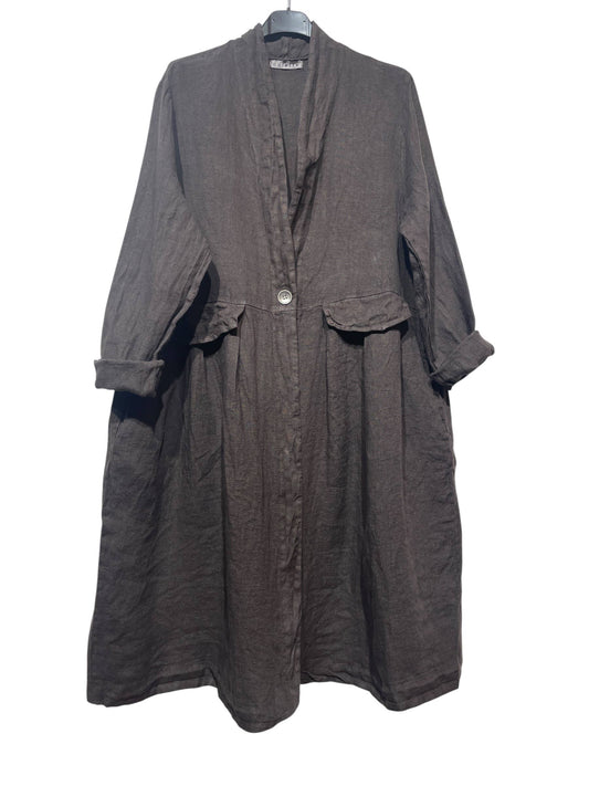 1142 SPRING SUMMER CLOTHING LINEN JACKET: CHOCO