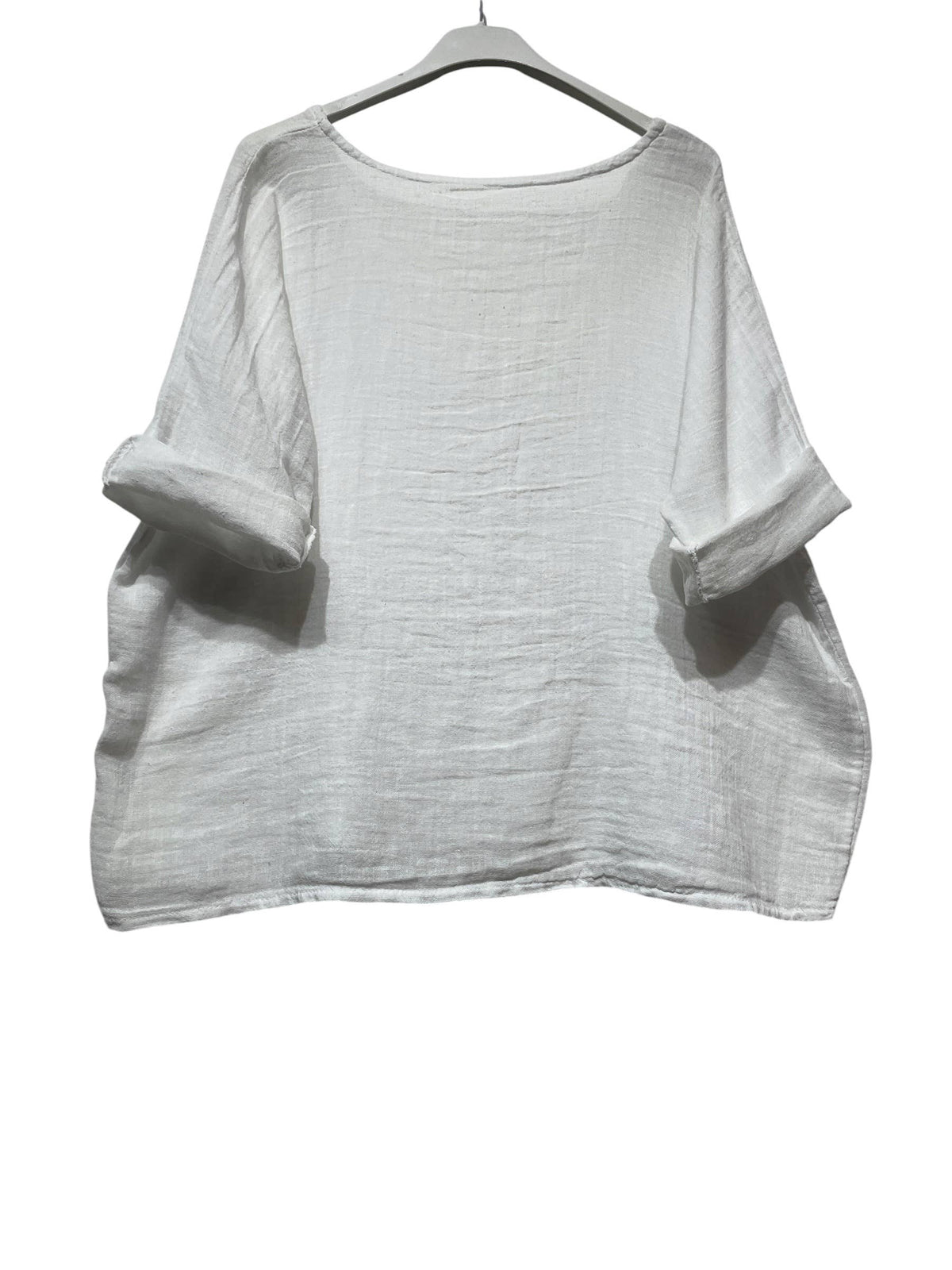 6551 CROP IN COTTON-LINEN V-NECK: MOLE