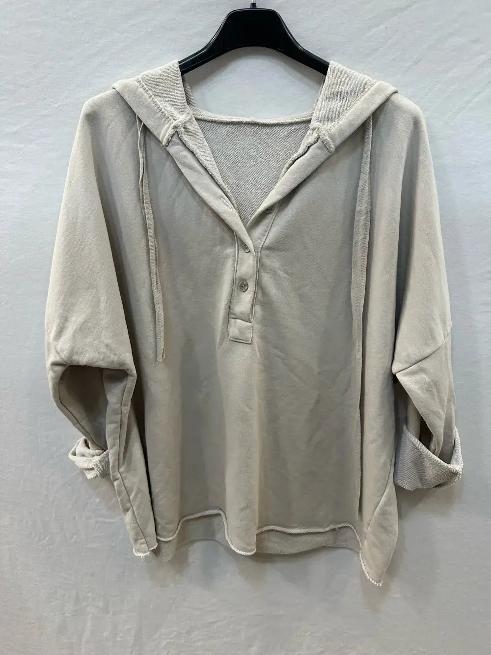 Hooded Button-Up Sweatshirt @83893_ThickSweatshirt: Black