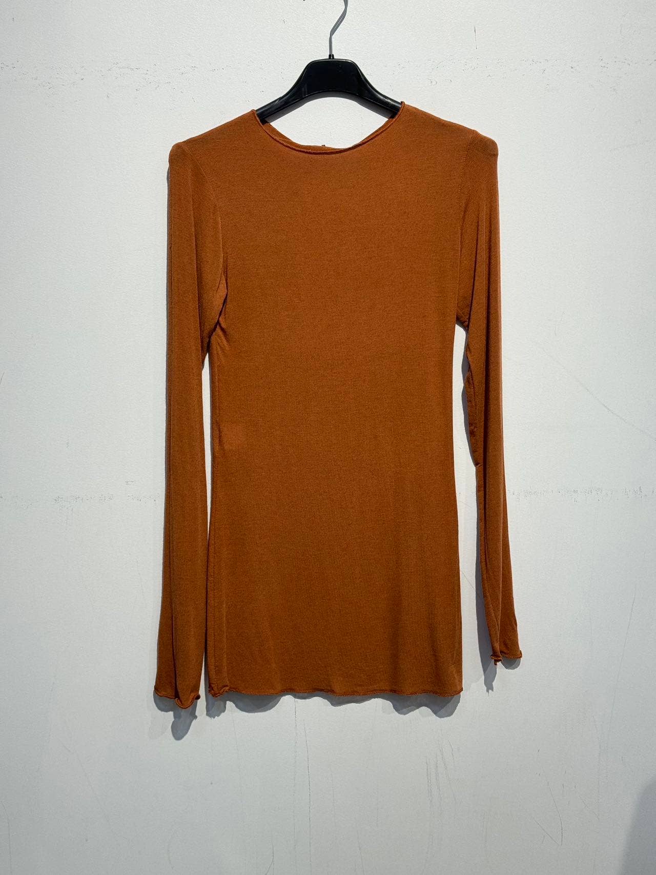 Cashmere round neck long sleeve t-shirt 08886: Chocolate