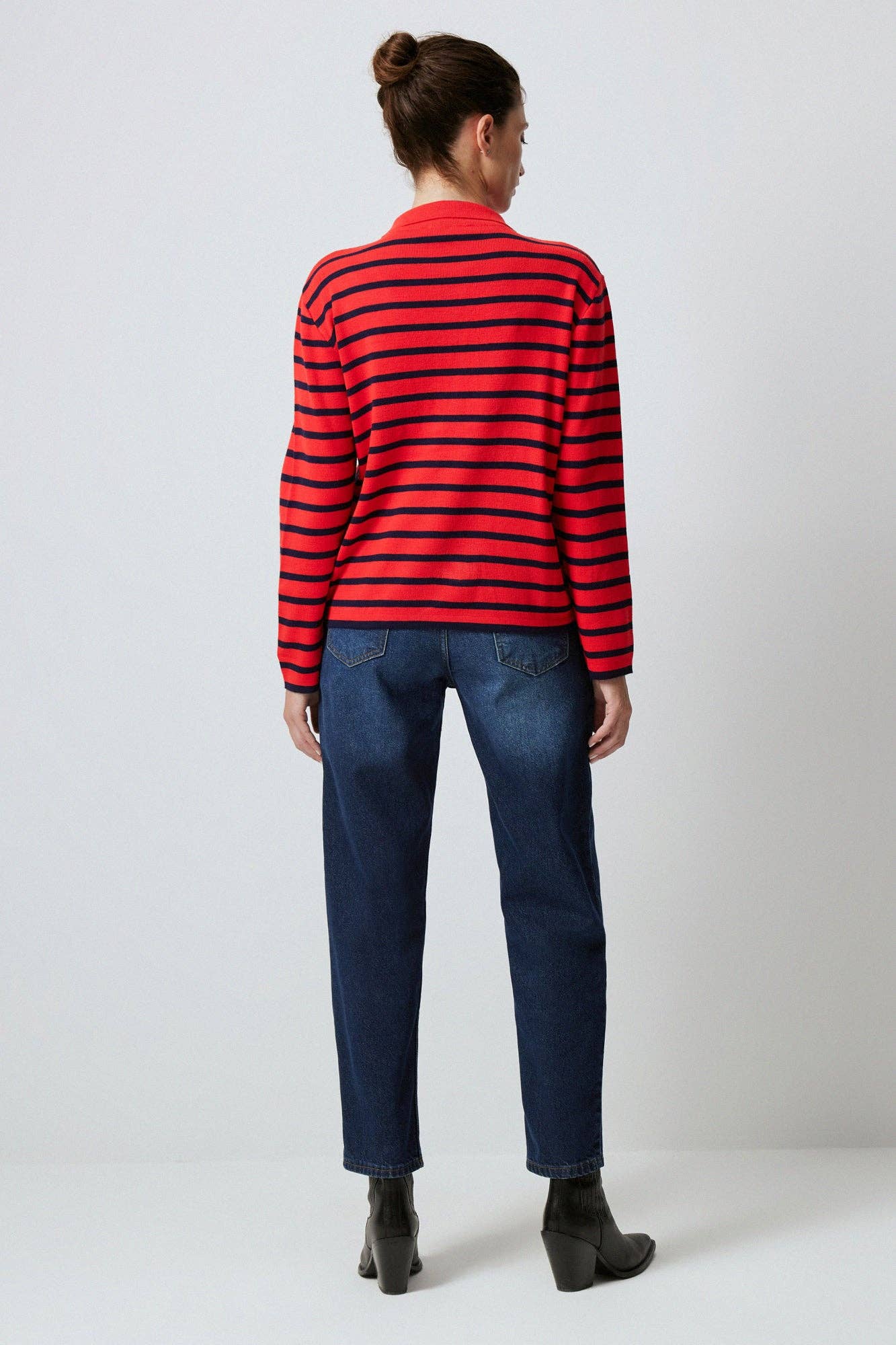 POLO NECK STRIPED SWEATER: Red / Standart