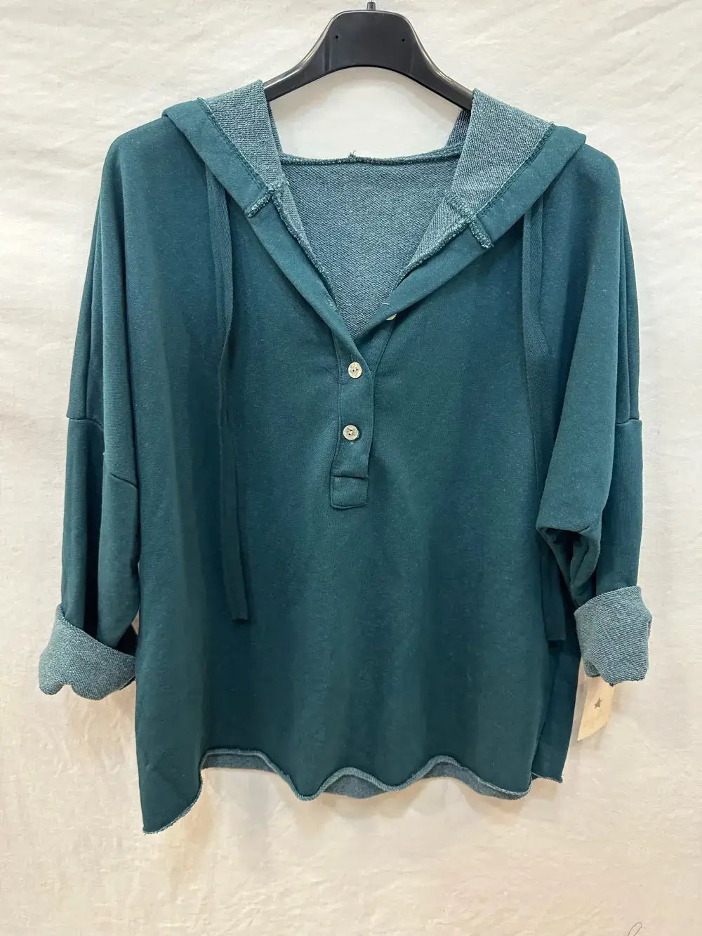 Hooded Button-Up Sweatshirt @83893_ThickSweatshirt: Camel