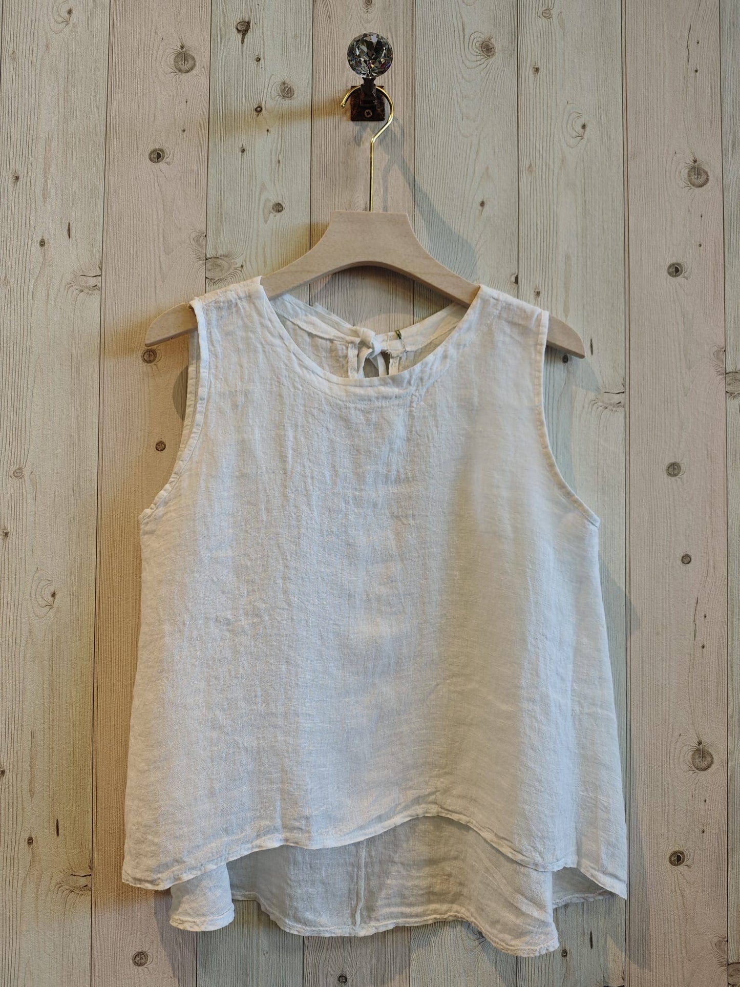 Ref-15763 100% LINEN SLEEVELESS T-SHIRT: Negro