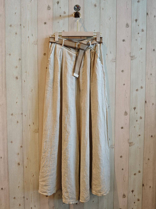REF 30522 TROUSERS BELT 100% LINEN: BEIGE