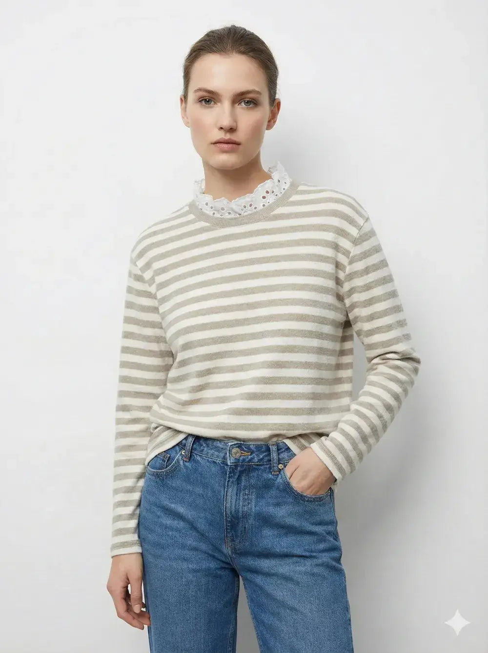 Top with English Embroidery Collar: Chocolate