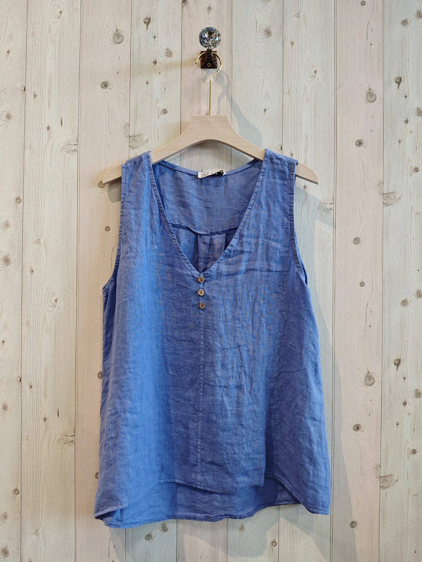 REF 12116 LONG 100% LINEN T-SHIRT: BEIGE