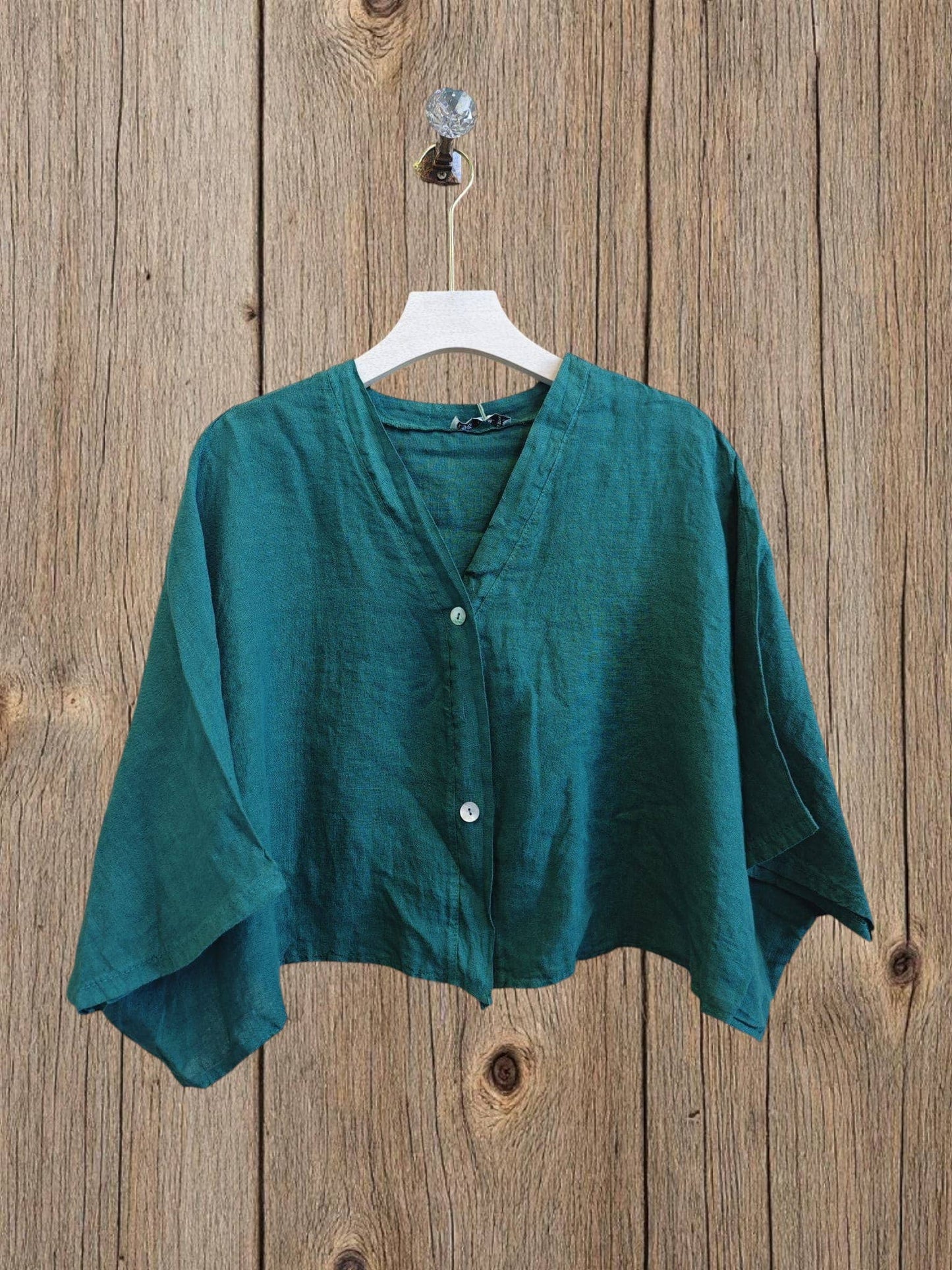 Ref-11870 SHORT LINEN BLOUSE 100%: Blank