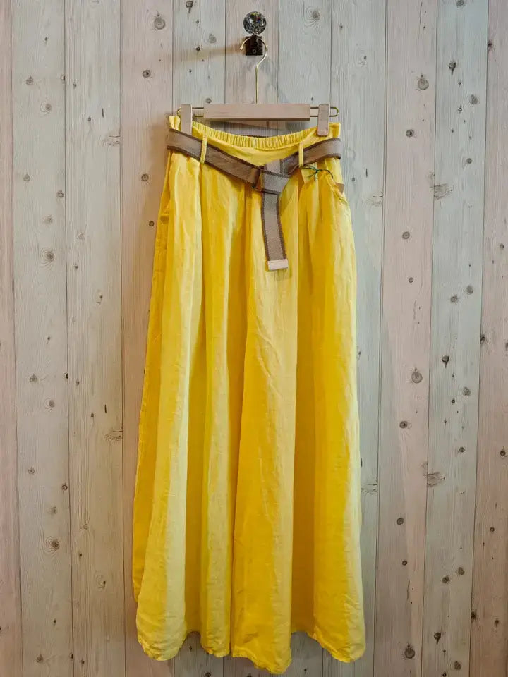 Ref-30522 WIDE-LEG PANTS 100% LINEN: Negro