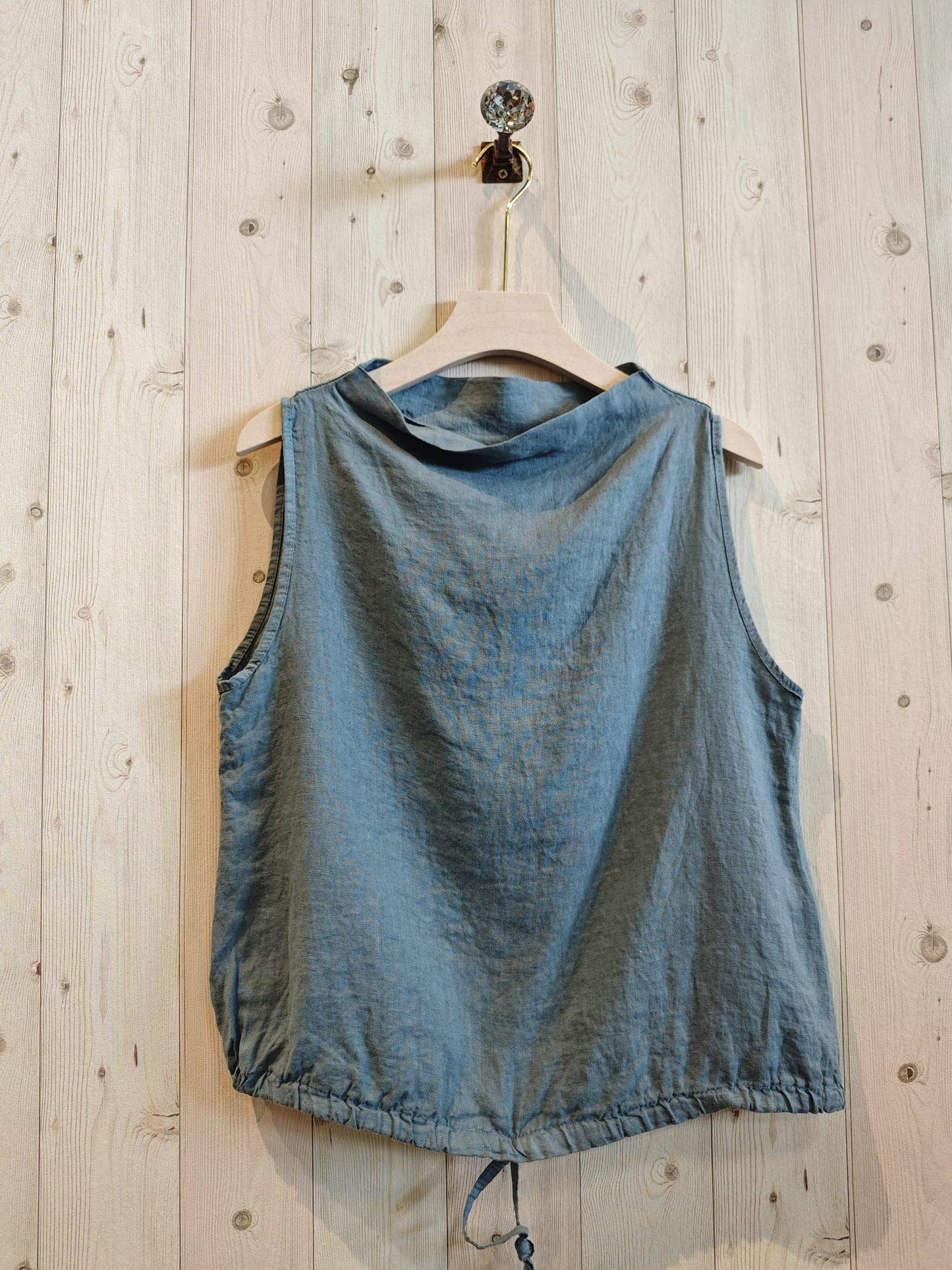 Ref-5189 SLEEVELESS BLOUSE 100% LINEN: BEIGE