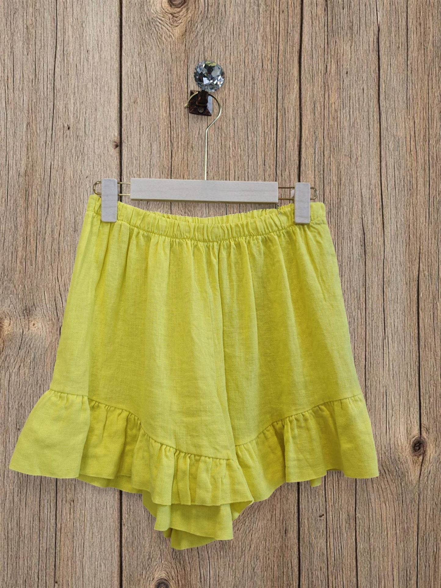 Ref-6575 SHORT LINEN PANTS 100%: Blue