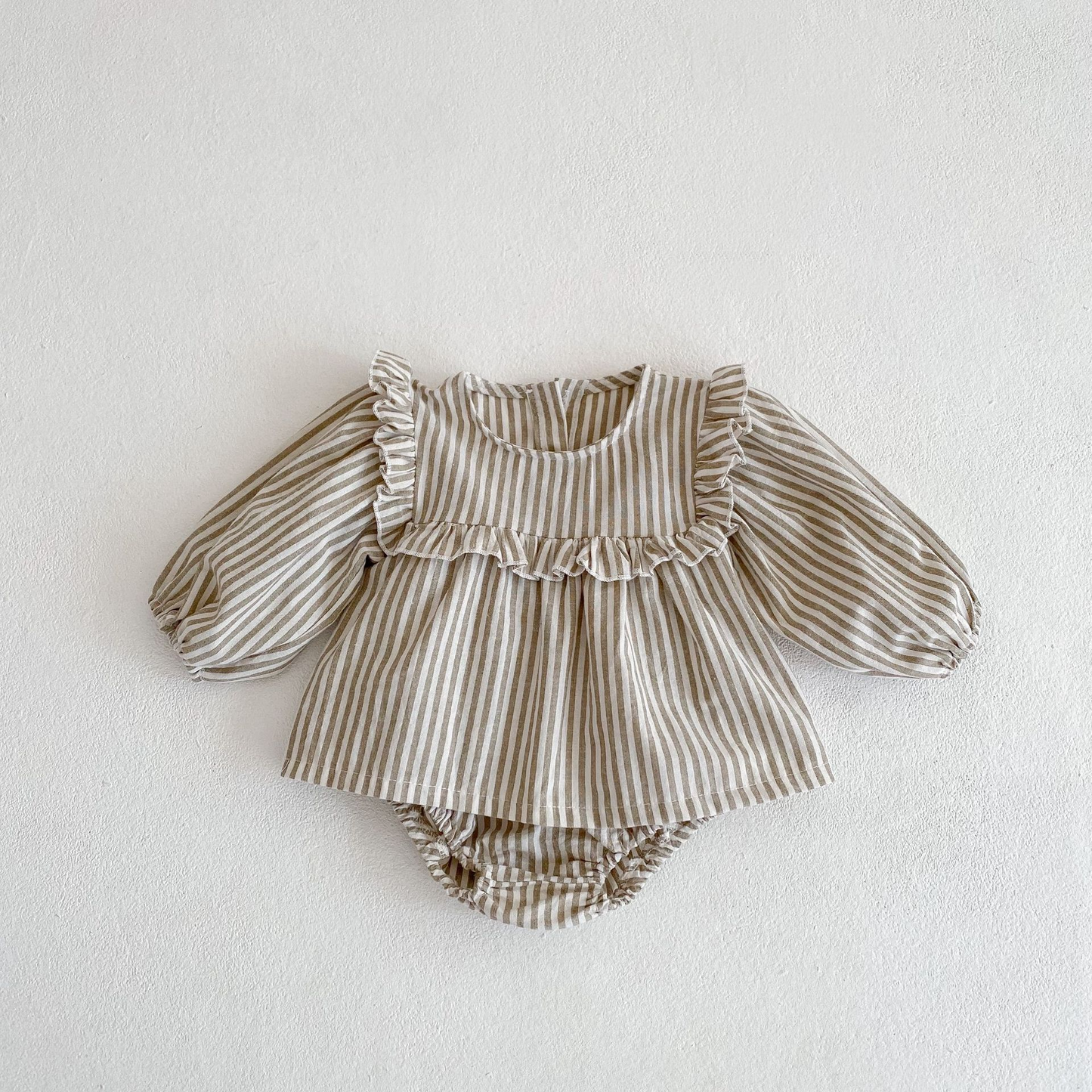Annie & Charles® striped dress with panty set: Coffee / 3-6 M