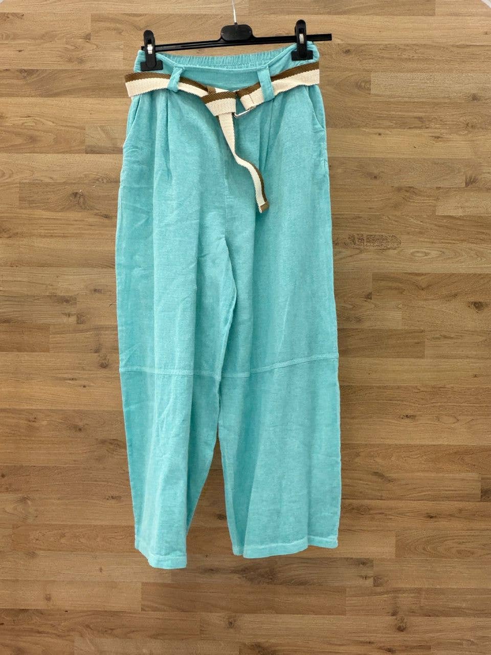 Pants with belt 100% cotton: Blanco