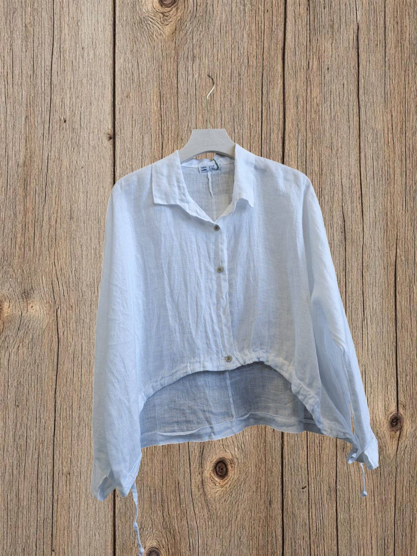 Ref-83790 SHORT BLOUSE 100% LINEN: Beige