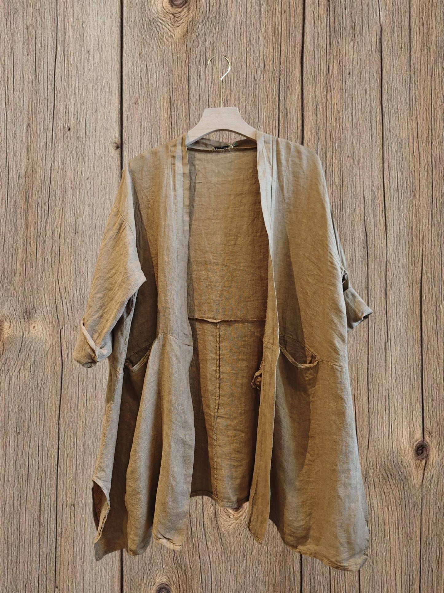 Ref-13617 CARDIGAN 100% LINEN: PISTACHIO