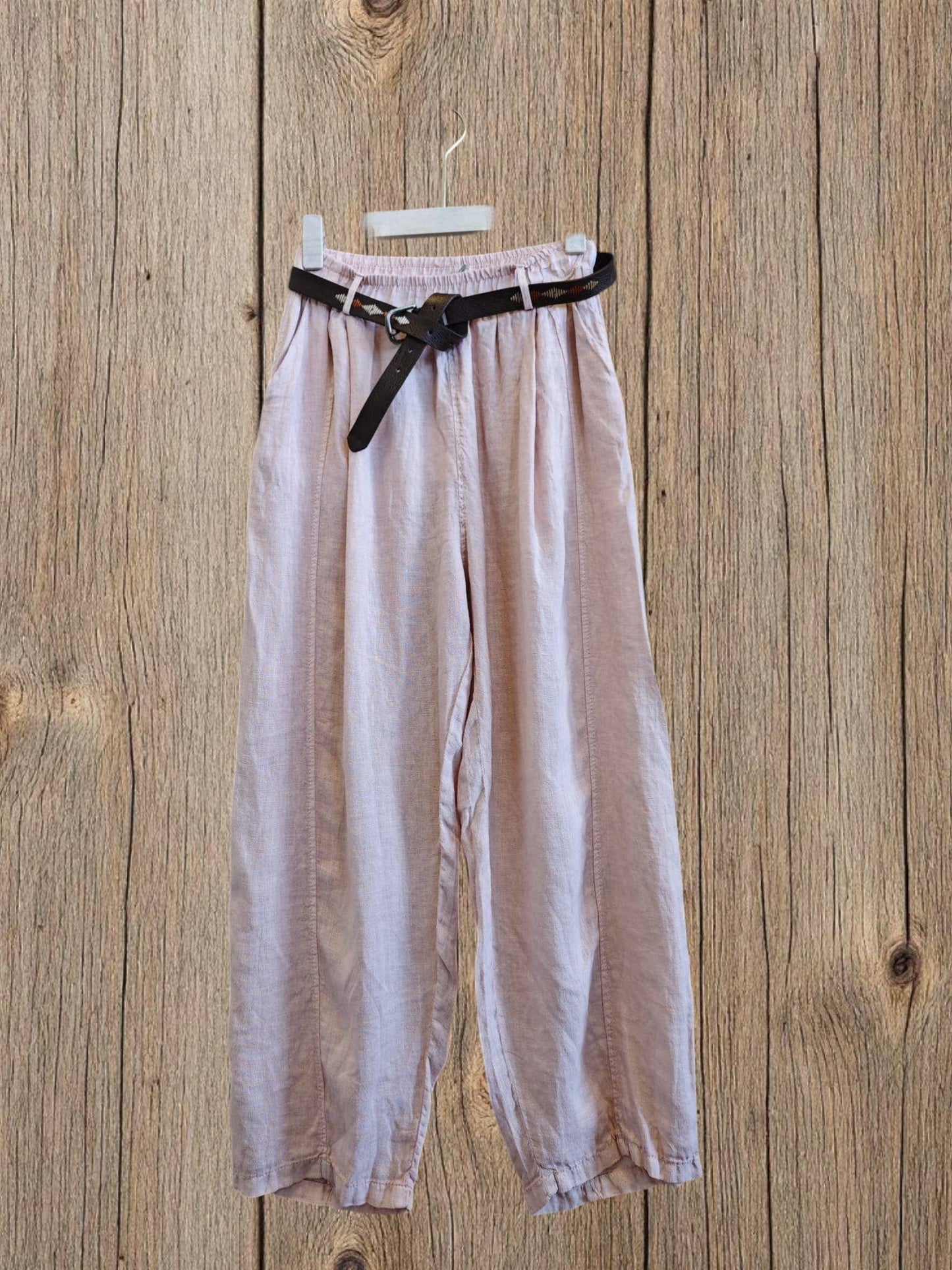 Ref-825198 BELTED PANTS 100% LINEN: Beis