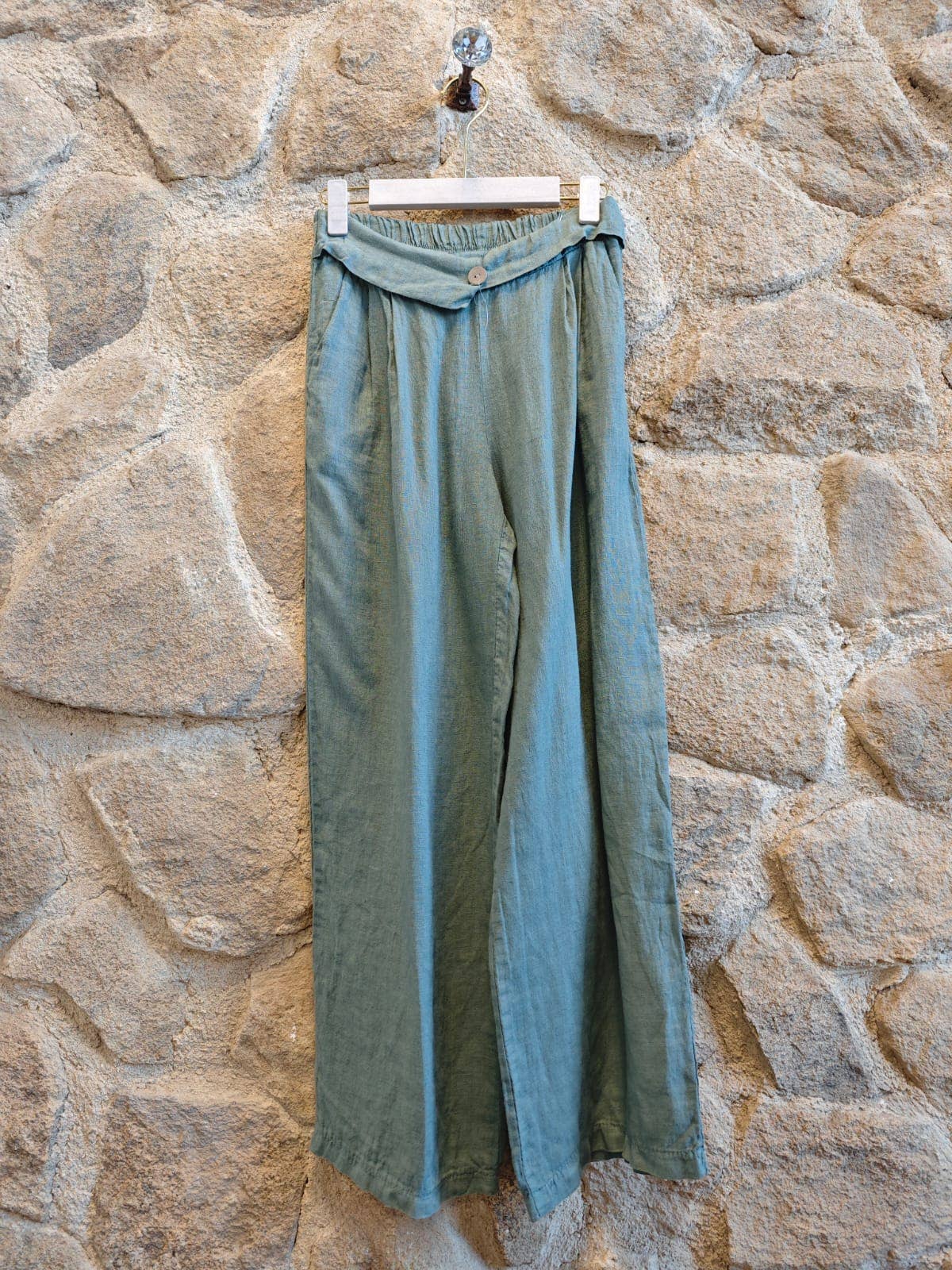 Ref-6578 100% LINEN PANTS WITH TWO POCKETS: Black