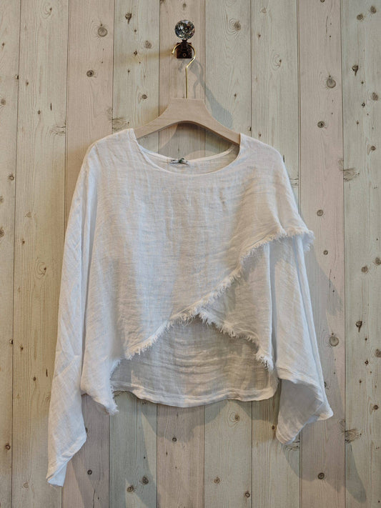 REF 83620 CROSSOVER BLOUSE 100% LINEN: Blank
