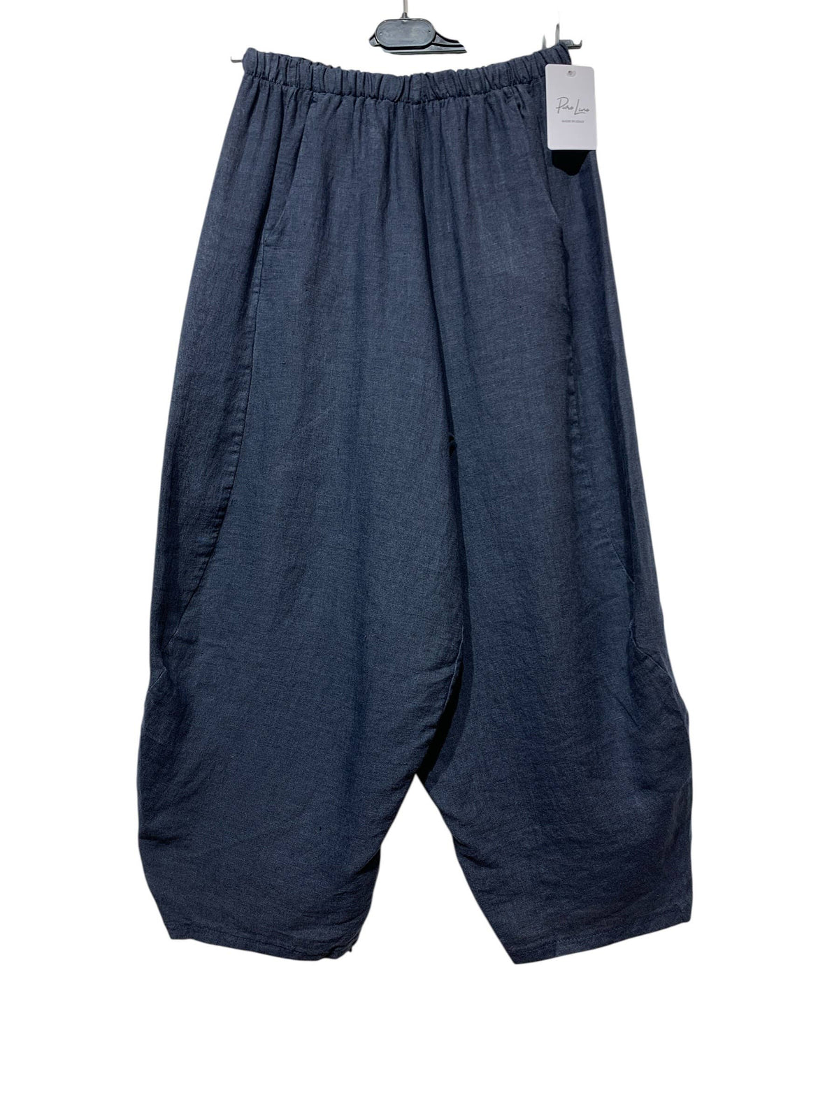 8414 LINEN PANTS WITH POCKETS, OVERSIZED FIT, BEST SELLER: GRIS FONCE