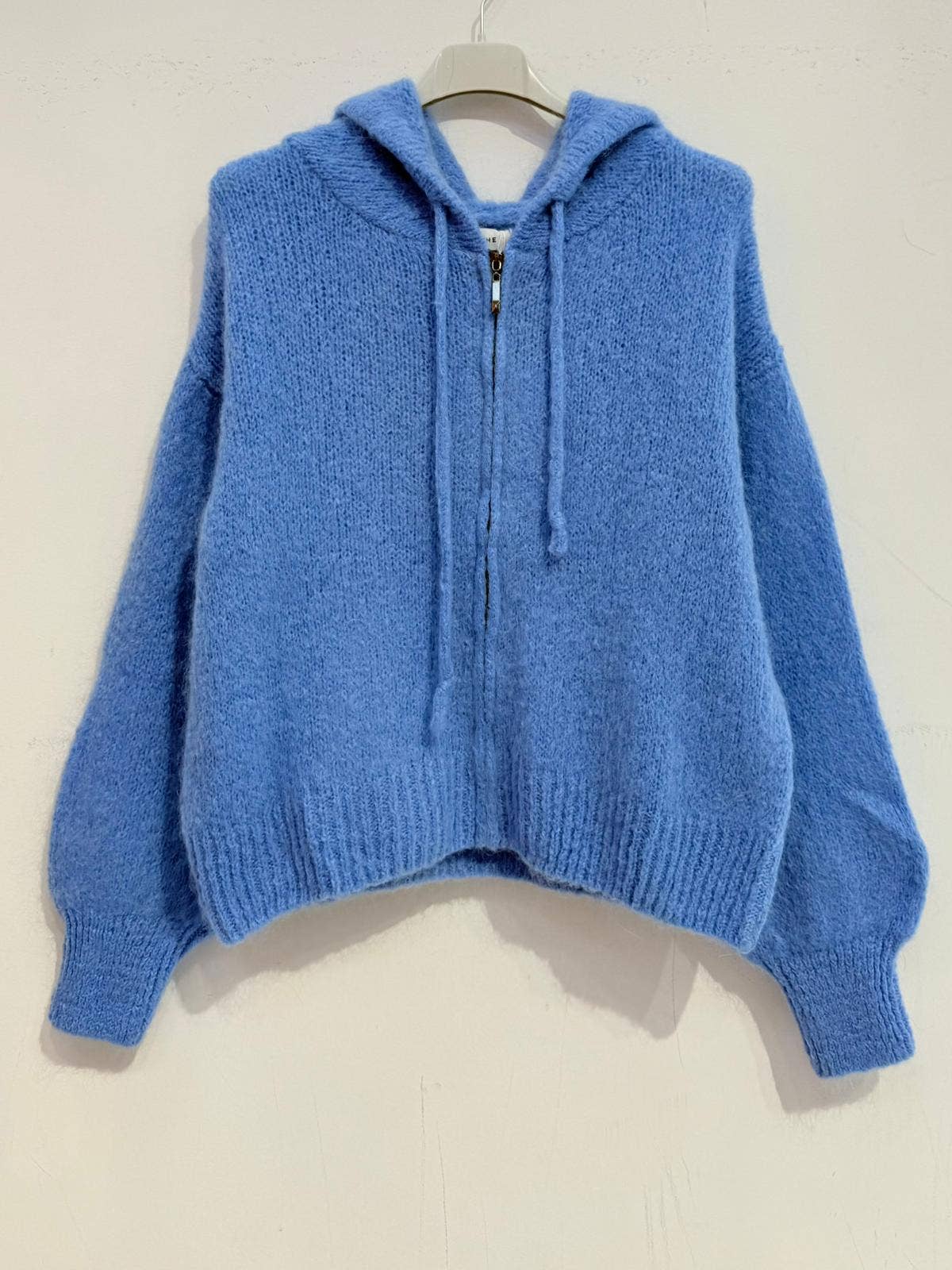 Kid mohair hooded cardigan 7631: Chocolate