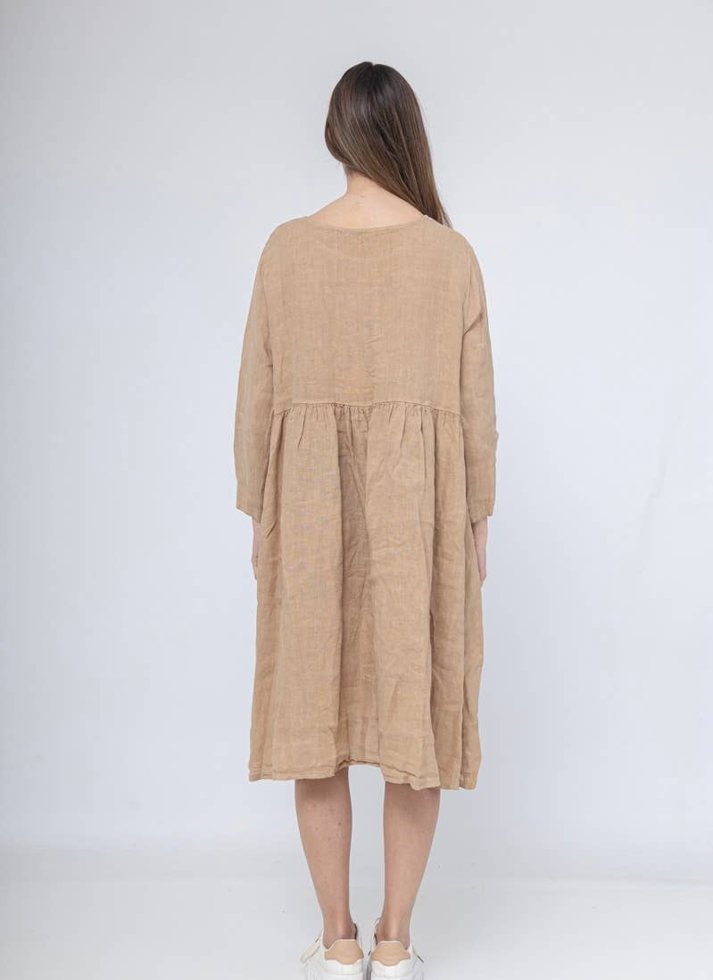 3127 LINEN DRESS SPRING SUMMER CLOTHING PLUS SIZE: Noir