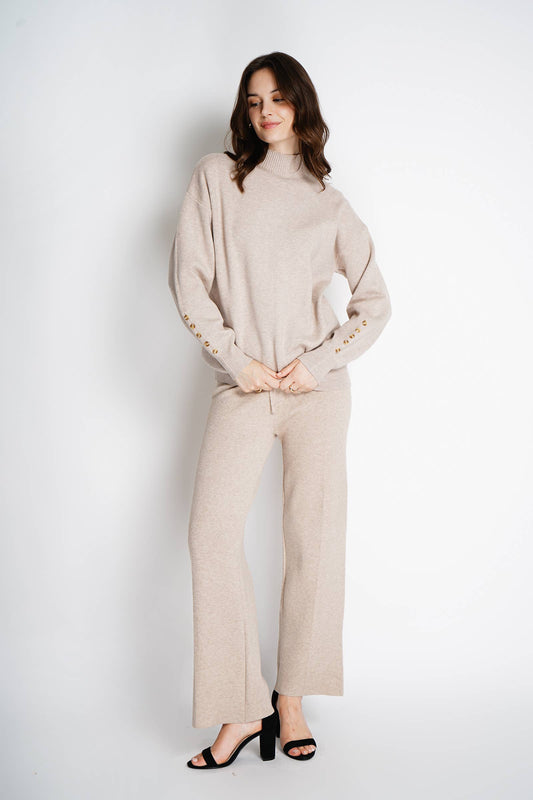 Straight knit pants 25601: Taupe